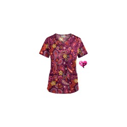 UA Tibetan Tease Wine Sweetheart Neck Scrub Top