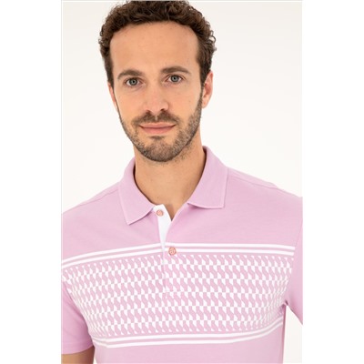Erkek Regular Fit Polo Yaka Pembe Tişört