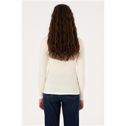 Kadın Krem Balıkçı Yaka Sweatshırt