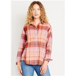 Flannel Boyfriend Button-Down Shirt