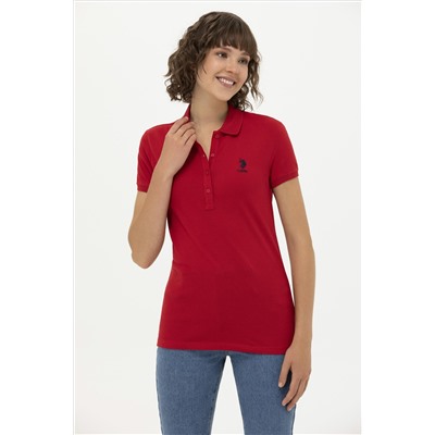 Kadın Kırmızı Basic Polo Yaka Tişört