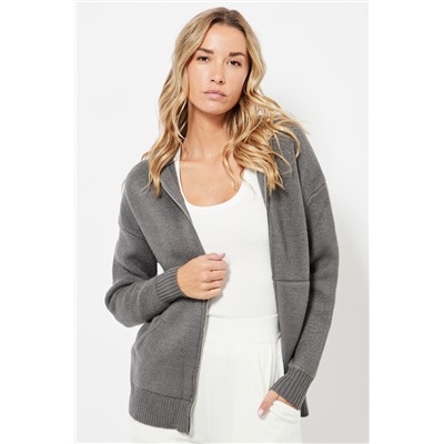 Chaqueta con capucha - Gris oscuro