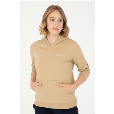 Kadın Kum Kapüşonlu Sweatshirt