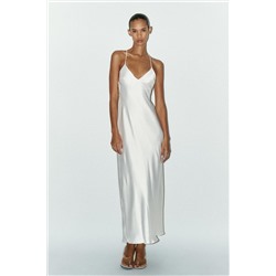 SATIN MIDI DRESS WITH STRAPS ON THE BACK