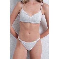 Tanga seamless pointelle gris
