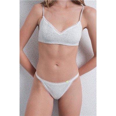 Tanga seamless pointelle gris