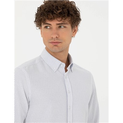 Lacivert Slim Fit Uzun Kollu Gömlek