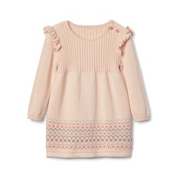 Fair isle ruffle sweater dress
