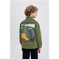 Defacto Erkek Çocuk Oversize Fit Dik Yaka Baskılı Kalın Sweatshirt B1735A823WN
