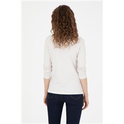 Kadın Taş Basic Polo Yaka Sweatshirt