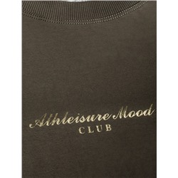 Свободный свитшот с принтом и разрезами из эластичного футера двухнитки без начеса