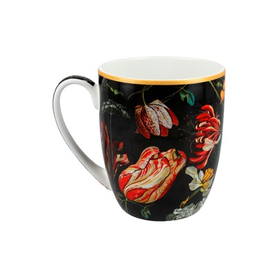 Кружка, 400 мл, фарфор F, черная, Розы, Baroque flowers, 62353
