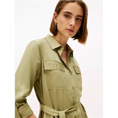 Long-Sleeve Belted Utility Shirtdress