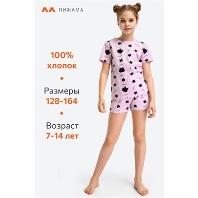 Хлопковая пижама для девочки с шортами Happyfox