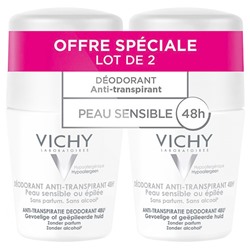 Vichy Deodorant Anti-Transpirant 48h Roll-On für Empfindliche oder Epilierte Haut 2 x 50 ml