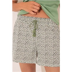 Pijama corto algodón canalé verde