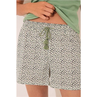 Pijama corto algodón canalé verde