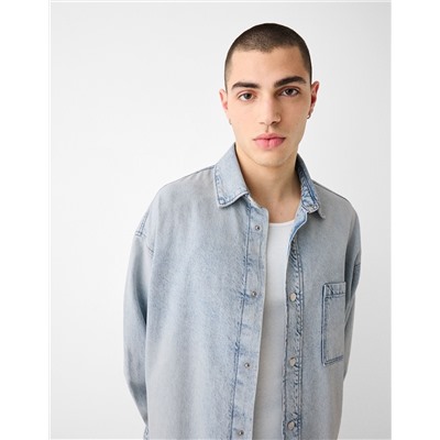 Long sleeve oversize denim shirt