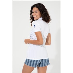 Kadın Mavi Polo Yaka Tişört