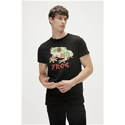 Bad Bear, Frog 0 Yaka Erkek Tshirt - Siyah
