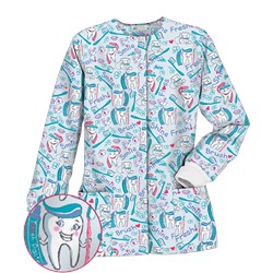 UA Smile Brush Shine Blue Print Scrub Jacket