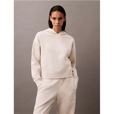 Sequin Monogram Logo Cropped Hoodie