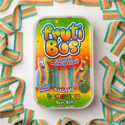 Жев. мармелад Frutibos 250 г "Ремешки" со вкусом тутти-фрутти в кислой обсыпке 1/12, шт