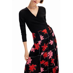 Vestido midi cruzado flores