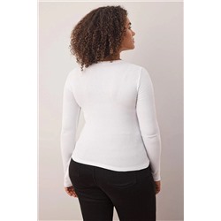 Siyah -Beyaz 2'li Paket Kaşkorse Örme Büyük Beden Bluz TBBAW26AF00055
