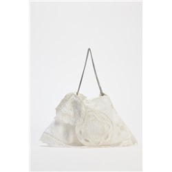 EMBROIDERED MINI BUCKET BAG WITH LACE DETAIL