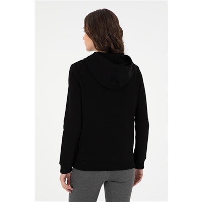 Kadın Siyah Basic Kapüşonlu Sweatshirt