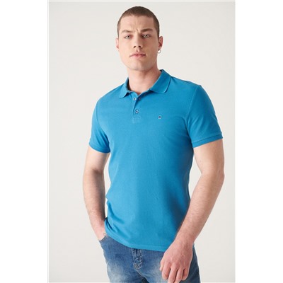 Koyu Mavi %100 Pamuk Serin Tutan Polo Yaka T-Shirt