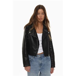 Double breasted faux leather jacket