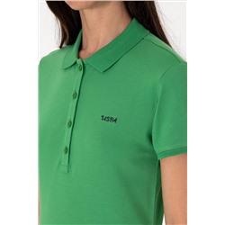 Kadın Açık Yeşil Basic Polo Yaka Tişört