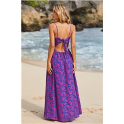 Floral Print Knotted V-Neck Maxi Dress