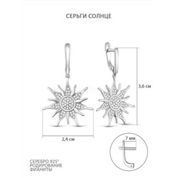Серьги из серебра с фианитами родированные 925 пробы С-4611-Р