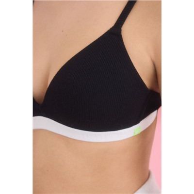 Sujetador triangular relleno fijo negro
