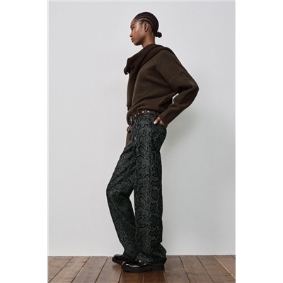 TRF MID-WAIST FLOCKED ANIMAL PRINT JEANS