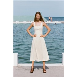 TOPSTITCHED MIDI DRESS