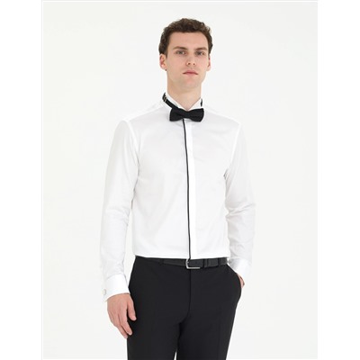 Beyaz Slim Fit Smokin Gömlek