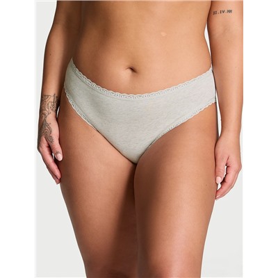 Lace-Trim Cotton High-Leg Brief Panty