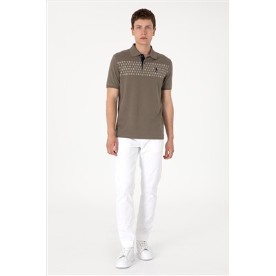 Erkek Regular Fit Polo Yaka Vizon Tişört