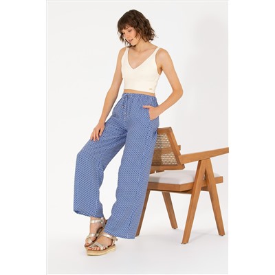 Kadın Saks Loose Relax Fit Pantolon