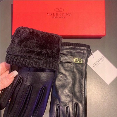 Женские утепленные кожаные перчатки  Valentin*o
