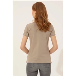 Kadın Haki Basic Polo Yaka Tişört