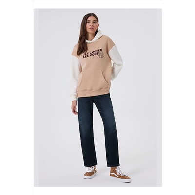 Lee Cooper Kapüşon Yaka Beyaz - Bej Kadın Sweatshırt 241 LCF 241011 JENNY BEJ-BEYAZ 5003069120