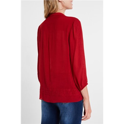 Blusa manga 3/4 cuello pico