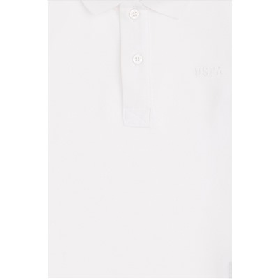Erkek Çocuk Beyaz Basic Polo Yaka Sweatshirt