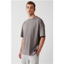 Avva Erkek Antrasit Oversize Bisiklet Yaka %100 Pamuk T-shirt E001032