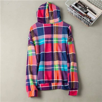 Женская толстовка худи в яркую клетку на флисе RALPH LAURE*N ОРИГИНАЛ!